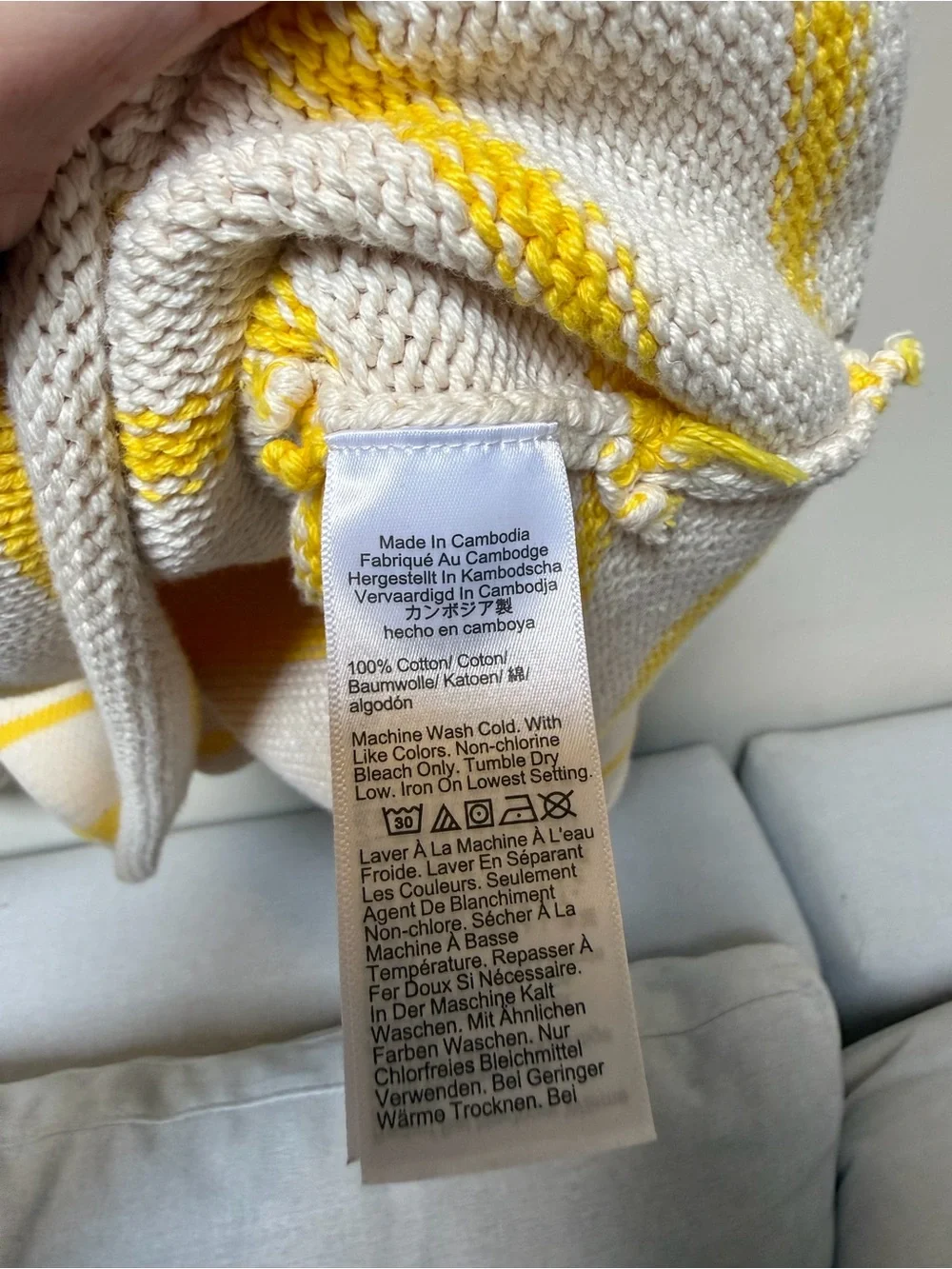 J. Crew Rollneck Sweater Cream with Yellow Stripes
